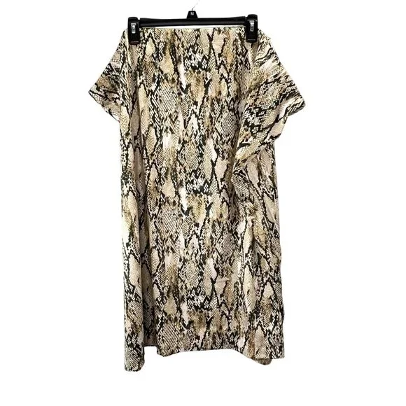 Susan Graver Snakeskin Printed Faux Suede Skirt size 5X Cream Black Elastic NWT - Picture 2 of 6
